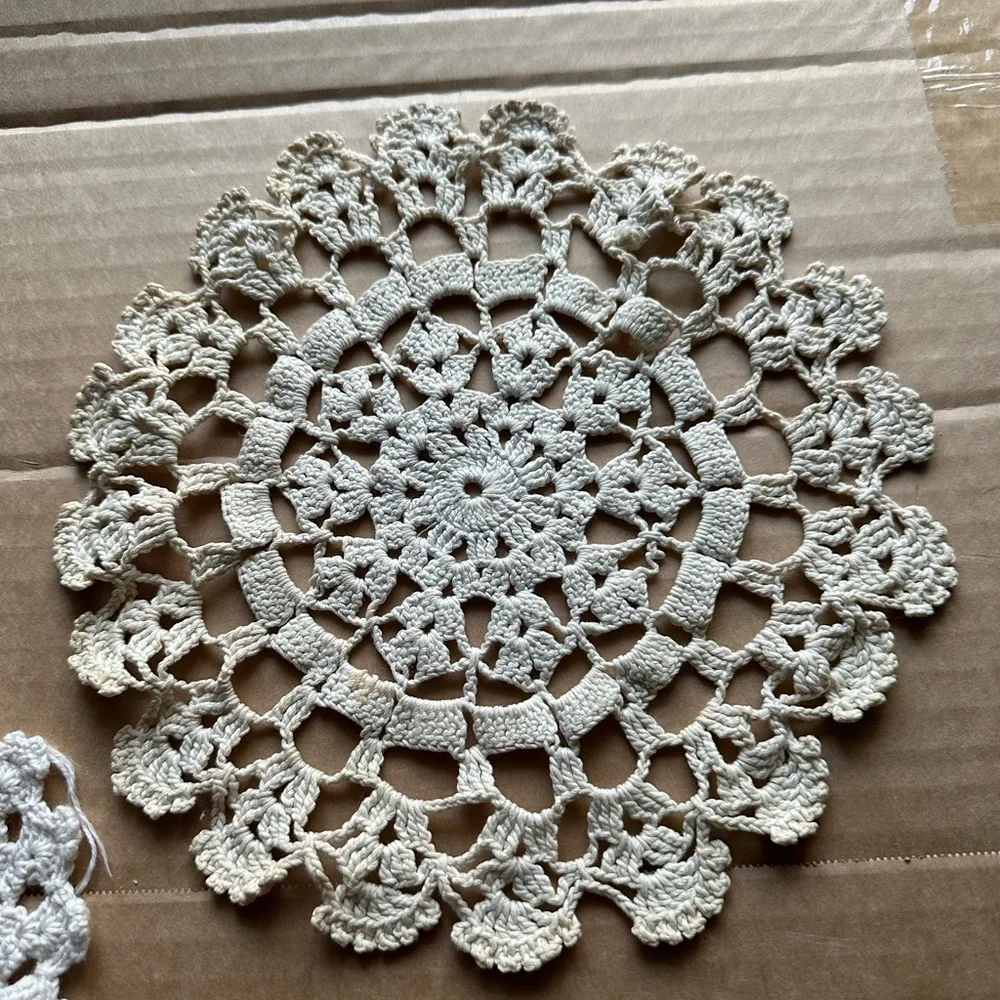 Vintage Doilies 4 piece lot - light stains